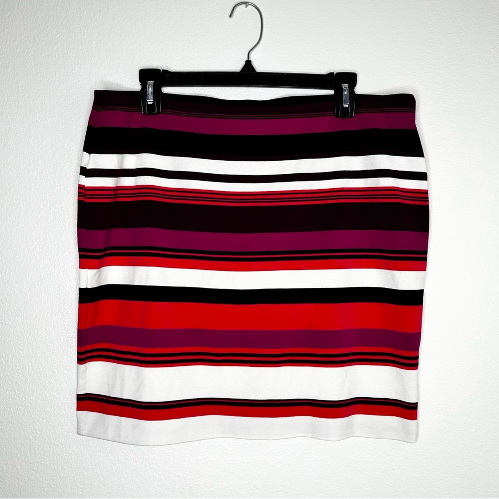 Ann Taylor Womens Multicolor Striped Pull-On Stretch Mini Skirt Size 12 EUC